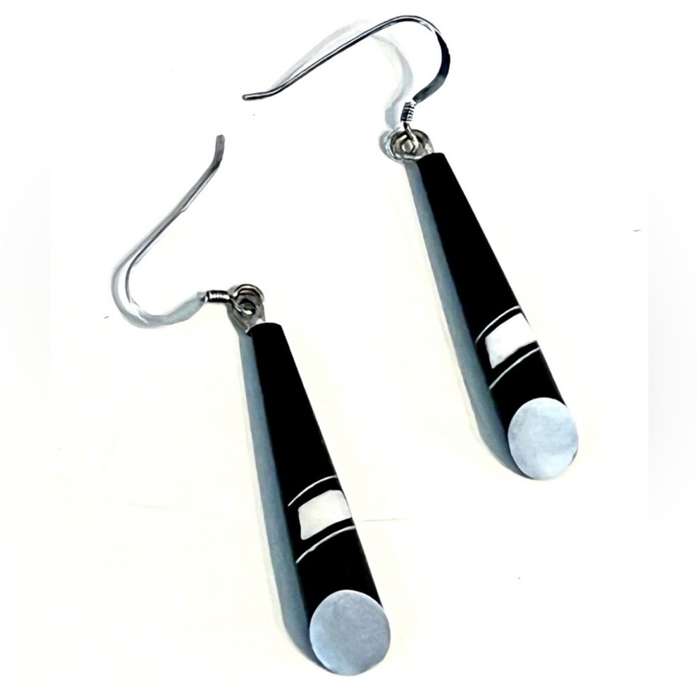 Vintage Tribal Ebony 925 Torpedo Earrings